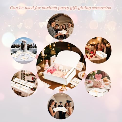 10 Pack Large Gift Boxes with Lids, 12.6x9.8x3.1 Inch Bridesmaid Proposal Box, White Gift Boxes for Presents, Wedding, Gra...