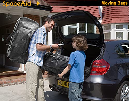 SpaceAid Heavy Duty Moving Bags 8 Pack, Large Storage Totes Bins with Backpack Straps, Strong Handles & Zippers, Packing M...