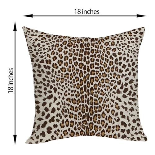 OFIRD Leopard Pillow Covers 18x18 Inches Pack of 2,Cheetah Print Brown Throw Pillow Covers Animal Skin Modern Pillowcase D...