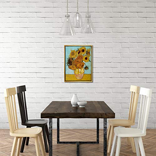 Wieco Art Framed Wall Art Canvas Prints of Sunflower by Vincent Van Gogh Paintings Reproduction Abstract Wall Decorations ...