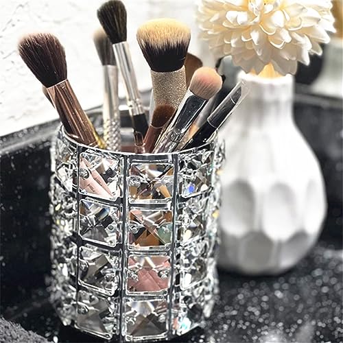 LUGUNU Makeup Brush Holder Organizer Golden Crystal Bling Personalized Gold Comb Brushes Pen Pencil Storage Box Container...