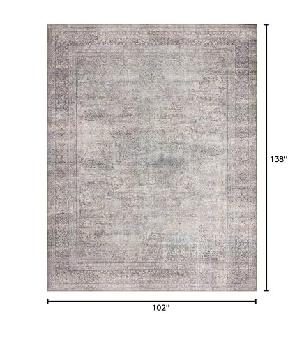 Loloi Wynter Collection WYN-03 Silver/Charcoal 8'-6" x 11'-6" Area Rug, .13" Thick, Area Rug, Soft, Durable, Printed, Vint...