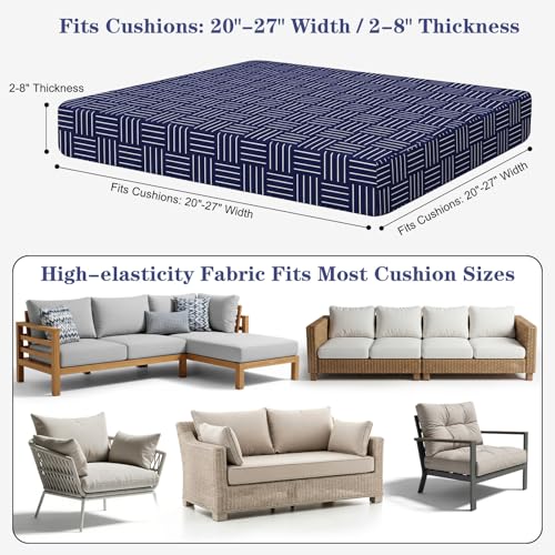 HobbLab 8-Piece High Elastic Outdoor Cushion Covers - Full Set Stretch Replacement Slipcovers for Seat & Back Cushions - U...