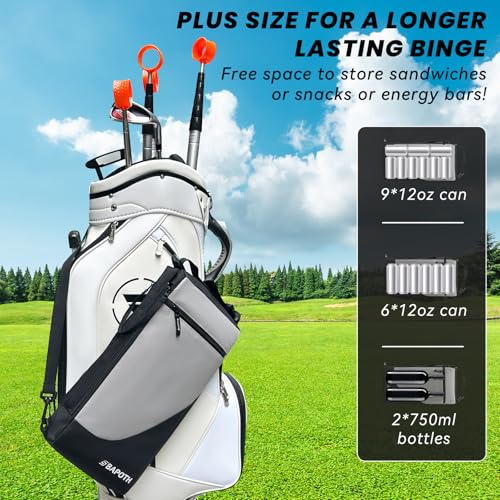 BAPOTH Golf Cooler Bag with 4 Ice Pack for 6 Hours, Large Capacity Golf Cooler Bag Hold 9-Can 12oz, 6-Can 16oz, 2 Bottle 7...