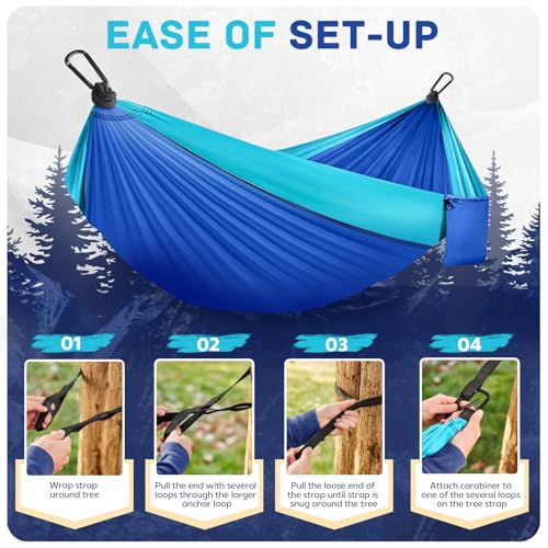 Camping Hammock Lightweight, Portable Hammocks Parachute Hammock with Two Tree Straps, Single or Double Travel Swing Nylon...