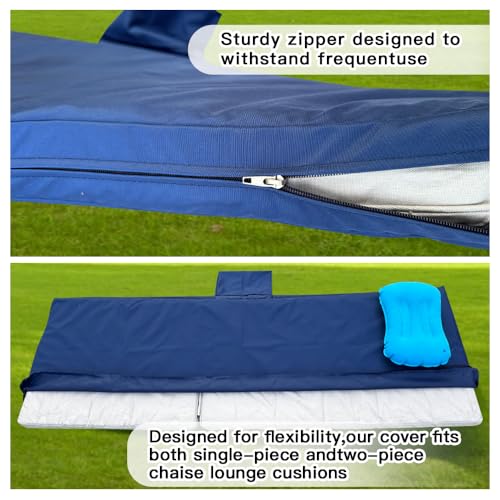 Replacement Covers for Outdoor Chaise Lounge Cushions, 80 x 26 x 3 Inch Patio Lounge Chair Cushion Covers–Waterproof, Fad...