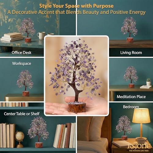 KSJONE Amethyst Crystal Tree of Life Handmade Feng Shui Bonsai Crystal Healing Money Tree | Boho Decor | Home Decor Trees ...