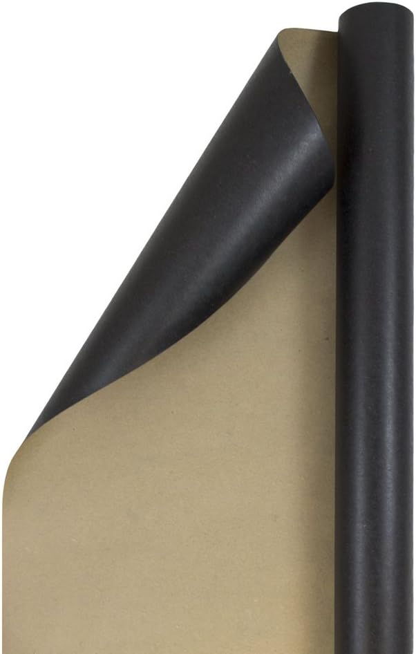 JAM Paper Gift Wrap - Kraft Wrapping Paper - 25 Sq Ft - Black Kraft Paper - Roll Sold Individually