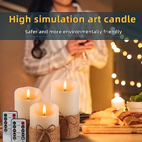 AKU TONPA Flameless Candles Battery Operated Pillar Real Wax Electric LED Candle Gift Set with Remote Control and Timer, ...