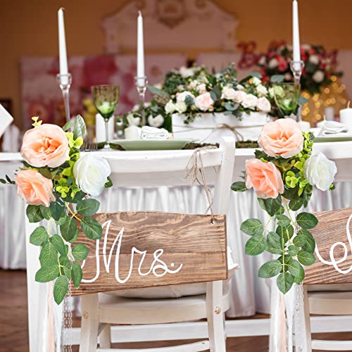 Giegxin 16 Pcs Wedding Aisle Decorations Pew Flower for Wedding Ceremony Aisle Chair Artificial Rose Chair Back Floral Dec...