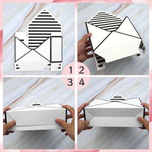 Boerni Florist Bouquet Envelop Box,4 Pack Folding Bouquet Flower Wrapping Boxes Black&White Style Envelope Basket Packagin...