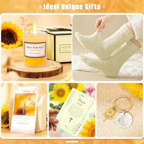 13PCS Christian Gifts For Women Faith -Inspirational Religious Birthday Gifts,Sunshine Box Spiritual Baptism Baskets for H...