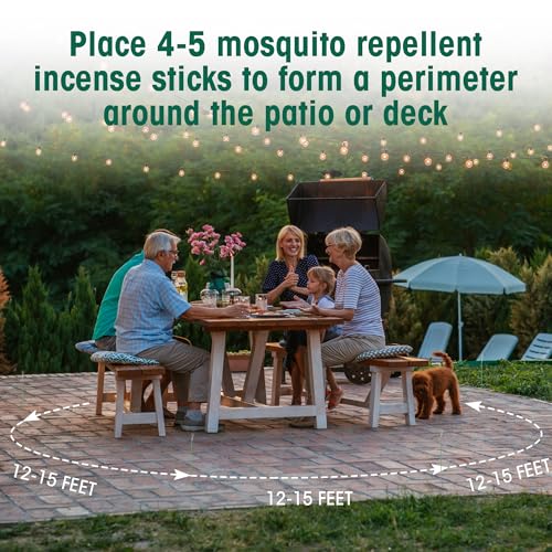 90 pcs Citronella Mosquito Repellent Incense Sticks, Deet Free Mosquito Repellent Outdoor Patio, Natural Essential Oil Mos...