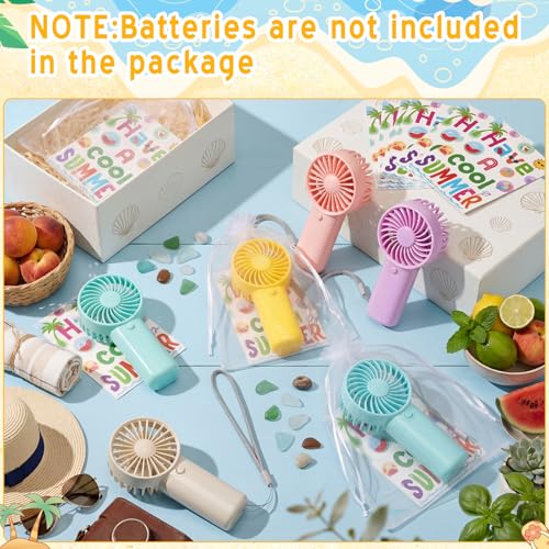 Rossesay 24 Sets End of Year Gifts Mini Portable Fans Summer Party Favors Battery Operated Handheld Fans with Thank You Ca...