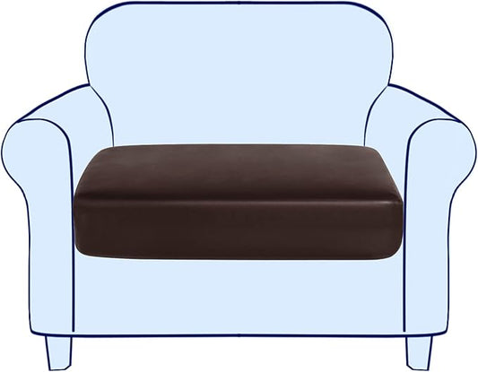 SUBRTEX Leather Waterproof Cushion Covers Breathable Sofa Seat Slipcpvers for 1-2-3-4 Seaters Stretch Replacement for Furn...