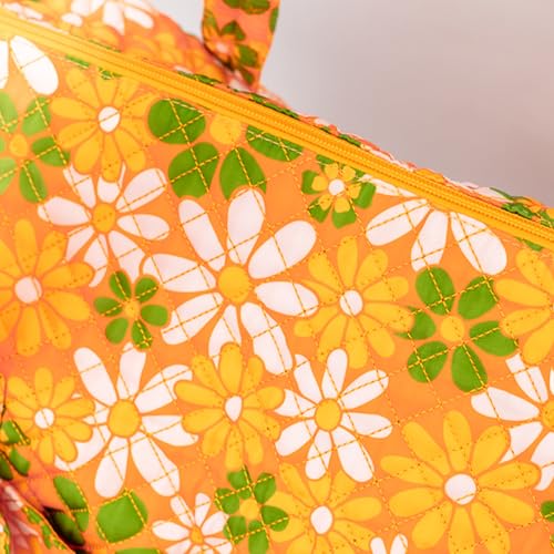 ban.do Quilted Duffel Bag for Women, Large Carry On Travel Weekend Bag with Top and Shoulder Straps, Retro Floral