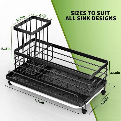 Cisily Large Capacity Kitchen Sink Caddy Organizer, Rustproof Non-Slip Sponge Holder With Dish Brush Holder Organizer, Kit...