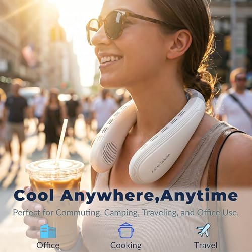 Neck Fan - Portable Personal Fan with Cooling Plate,Operated Wearable Rechargeable Fan with 5200mAh Lithium Battery for Tr...