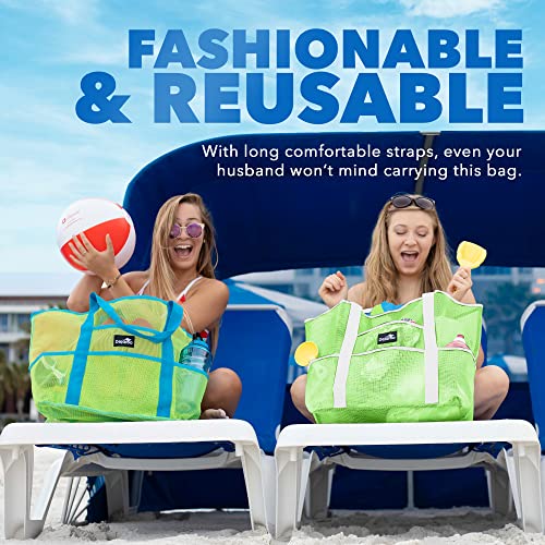 Dejaroo Mesh Sand Free Bag - Strong Lightweight Bag For Beach & Vacation Essentials. Tons of Storage!