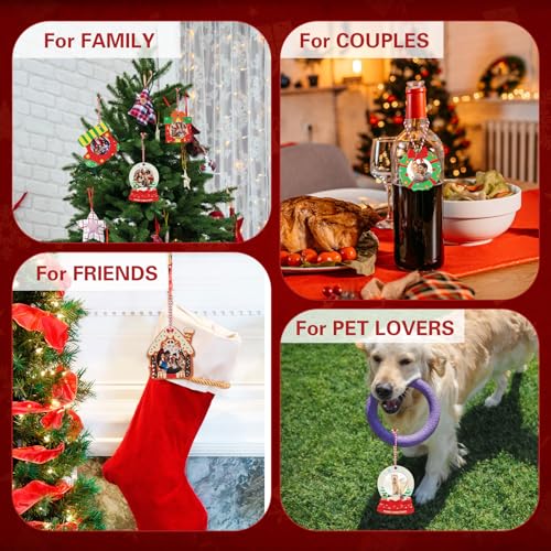 Christmas Wooden Photo Frame Ornaments - Easy to Load, Strong & Cute DIY Picture Frames for Christmas Tree, Perfect Keepsa...