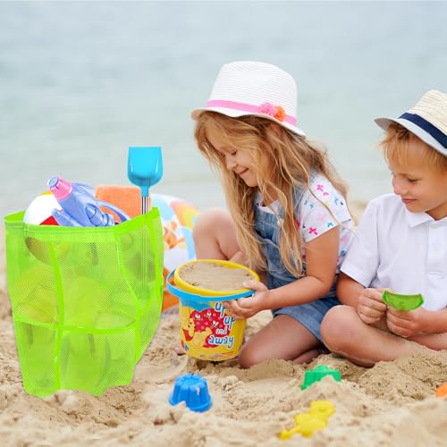 Yunaeduo Large Mesh Beach Bag - Lightweight & Foldable Family Beach Bag with 9 Pockets for Toys, Towels & Vacation Essentials