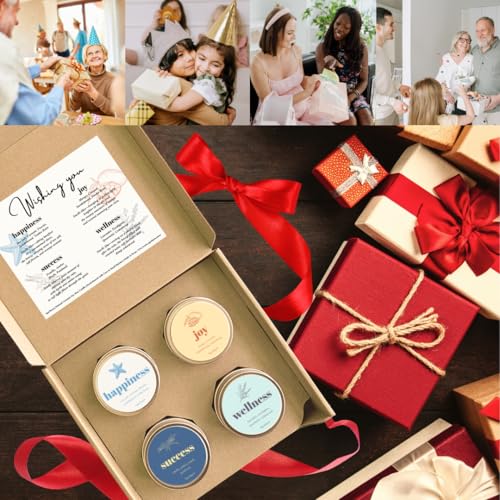 [ApoThera] “Wishing You” Handmade 4 Pack Tin Candle Gift Set, Natural Coconut Soy Wax – Gift for Women, Men, Friends, Mom,...