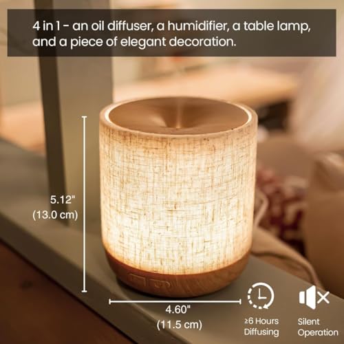 ZmarKraft Essential Oil Diffuser 200ml with Fabric Cover and Night Lamp | Ultrasonic Aroma Diffuser | Humidifier w Lights...