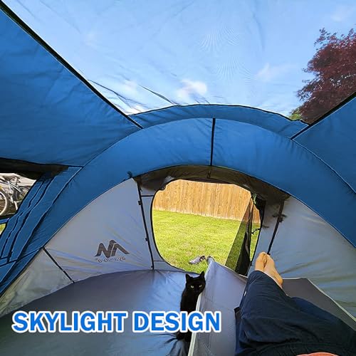 4 Person Pop Up Tents for Camping - AYAMAYA Upgraded Large Size & Skylight & Removable Rainfly & 2 Doors & Waterproof Inst...