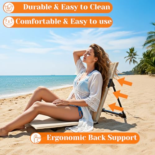 Afcabakila 2 Pcs Foldable Pool Chairs Portable Flip Chairs for Edge of Pool with Bags, Low Beach Chair Foldable with Back ...