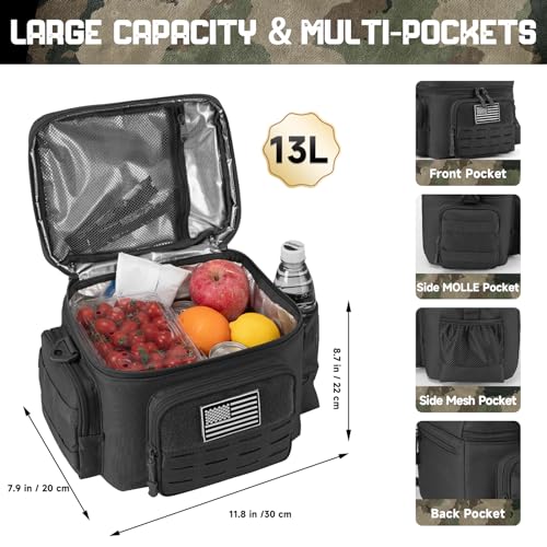 QT&QY Tactical Lunch Bag for mens Military heavy duty lunch box work Leakproof insulated Durable Thermal Cooler Bag for Ad...