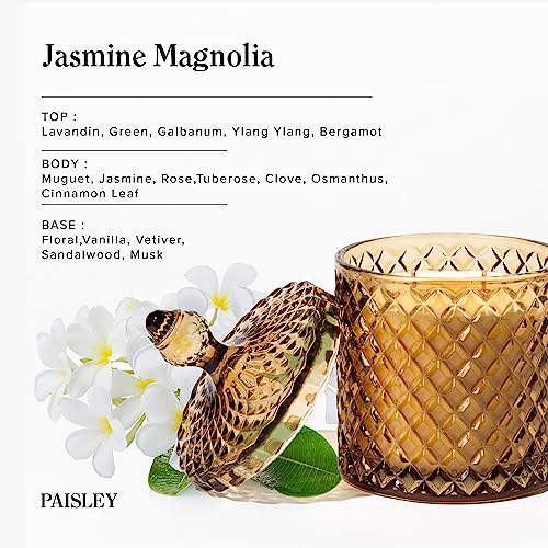 Jasmine Magnolia Scented Candle, Large Wooden Wick Natural Candles Non Toxic for Home Scented, 70+ Hours Clean Burn, Luxur...