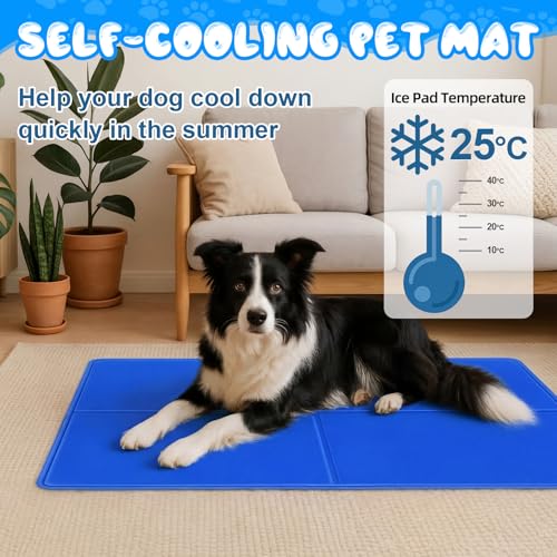 Drydiet 4 Pack Dog Cooling Mat - 13'' X 16'' Solid Gel Self Cooling Mat with Storage Bag Pressure Activated No Refrigerati...