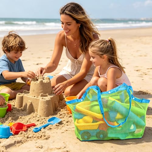 SupMLC Mesh Extra Large Beach Bags and Totes - Holds Toys, Towels, Sand Away - For Children's Toys, Market, Grocery, Picnic