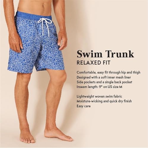 Amazon Essentials Men's 9" Swim Trunks with Mesh Lining, Pockets, Drawstring Closure