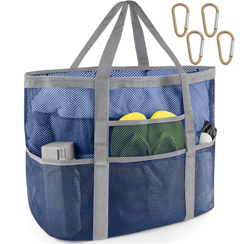 SRISE Mesh Beach Bag - Large Beach Tote Bag for Family Beach Bag for Toys & Vacation Essentials