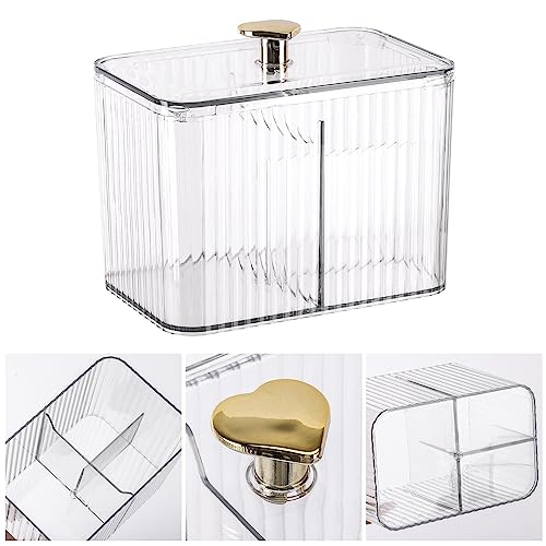 Tbestmax Qtip Holder Dispenser 3-Section Clear Bathroom Organizer Jar 3 Grids Cotton Swab/Pad/Ball Holder Container Cosmet...