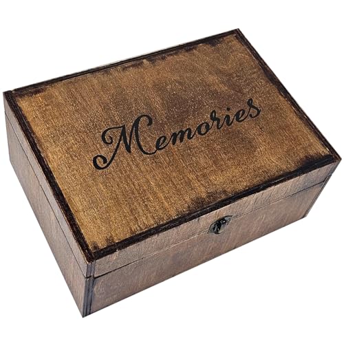 BeeGreeny Large Wooden Memory Box for Keepsakes, Wooden Keepsake Box for Memories, Weddings, Engraved Memory Keepsake Box,...