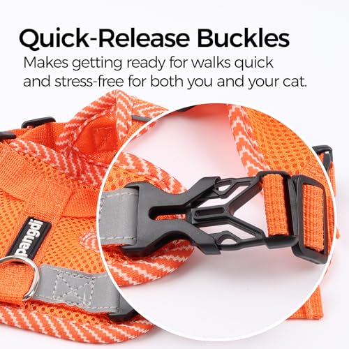 pangdi Cat Harness and Leash Escape Proof Large Kitten Harness Ragdoll Cat Vest for Walking Travel, Orange, L