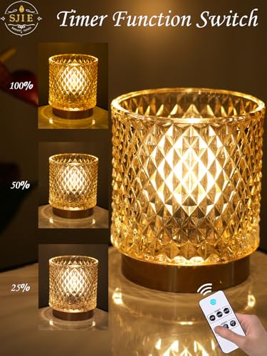 SJIE Battery Operated Lamp - Stylish Small Lamps Decorative with Timer & 3 Light Modes, No Plug in Lamps Cordless Battery ...