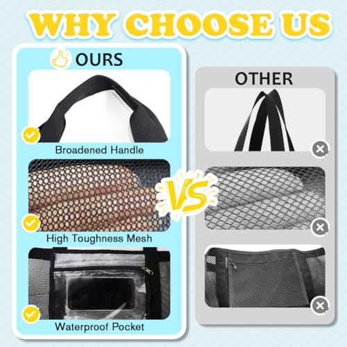 Showvigor Mesh Beach Bag - Large Beach Tote with Zipper Pocket for Family Pool Bag for Toys Vacation Essentials