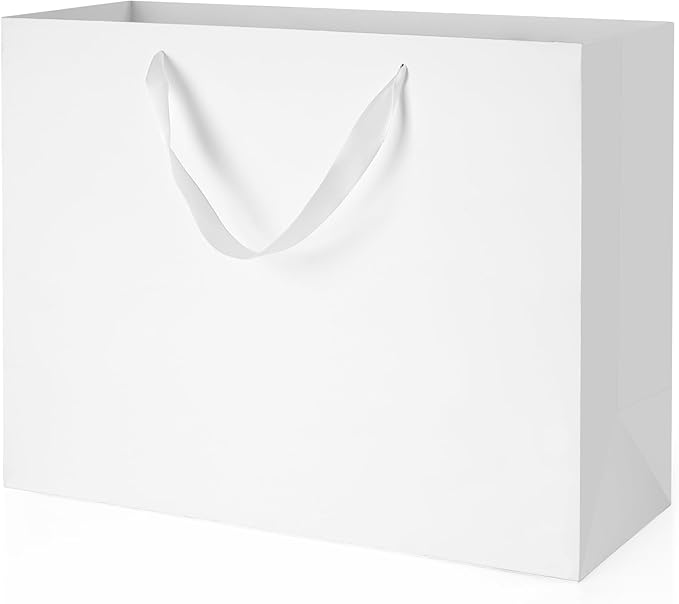 MOXARYSU White Gift Bags With Handles: 16x6x12 Inch 3pcs Extra Large White Paper Gags Bulk For Party Shopping Birthday Wed...