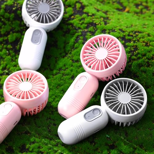 Rossesay 6 Pcs Mini Portable Fan Bulk Cute Handheld Lightweight Small Little Personal Hand Eyelash Fan 3 Speeds USB Rechar...