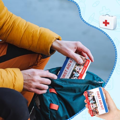 Threlaco 12 Set Mini First Aid Kit Bulk Mini Portable Travel Kit Resistant Case for Convenience First Aid 12 Pack Boxes of...