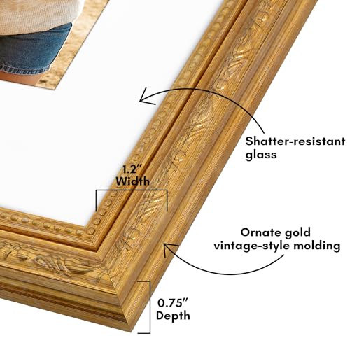 Americanflat 11x14 Picture Frame with Shatter-Resistant Glass - Use as 8x10 Frame with Mat or Display 11x14 Photo Without ...