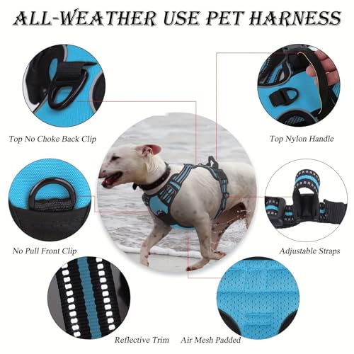 Dog Harness and Leash Set,Eflective and Breathable Pet Harness, Adjustable Comfortable Soft Padded Vest Harness Easy Contr...