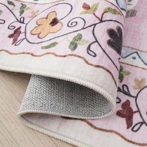 Rugcomf Door Mat Indoor Entrance 2x3 Rug Machine Washable Boho Floral Animal Cat Small Area Rug Non-Slip Low Pile Throw Ru...