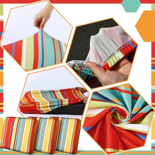 Geyoga 8 Pcs Patio Stretch Sofa Cushion Covers Outdoor Cushion Covers Replacement Waterproof Patio Furniture Couch Slipcov...
