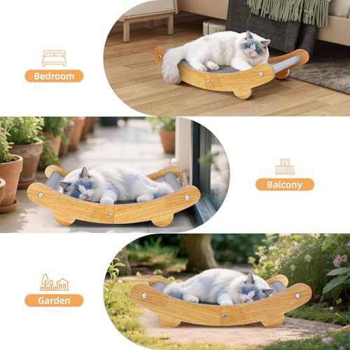 Mittimiya Cooling Cat Bed Hammock,Cats Cooling Mat, Comfort Gel Pet Pad, Indoor Elevated Cat Beds Chair, Curved Design, Pe...