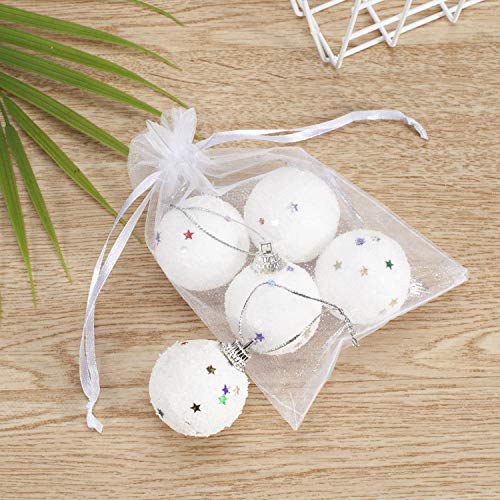MOTYAWN 100 PCS Organza Gift Bags 4x5 White Wedding Party Favor Bags Mesh Gift Bags, Jewelry Pouches for Party, Baby Showe...