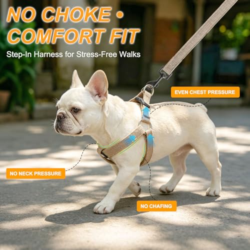 BEAUTYZOO No Pull Linen Dog Harness and Leash Set - Adjustable Step-in Puppy Harness for Small Medium Large Dogs, Escape P...